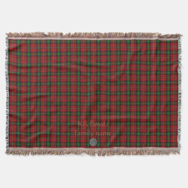 Your name / initials on Boyd Clan Family Tartan Throw Blanket (Front)