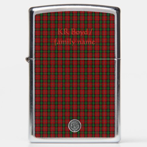 Your name / initials on Boyd Clan Family Tartan Zippo Lighter