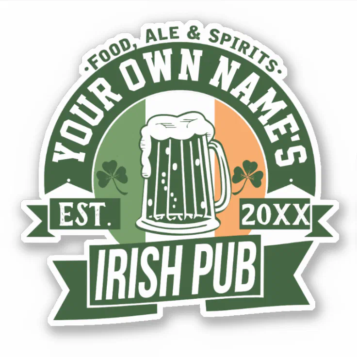 Your Name Irish Pub | Funny St Patricks Day Sticker (Front)