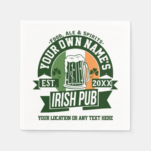 Your Name Irish Pub  Personalize St Patricks Day Napkins