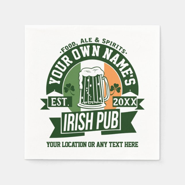 Your Name Irish Pub | Personalize St Patrick's Day Napkins (Front)