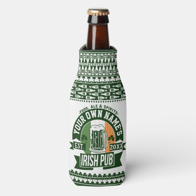 Your Name Irish Pub | Personalized Irish Beer Bottle Cooler (Bottle Front)