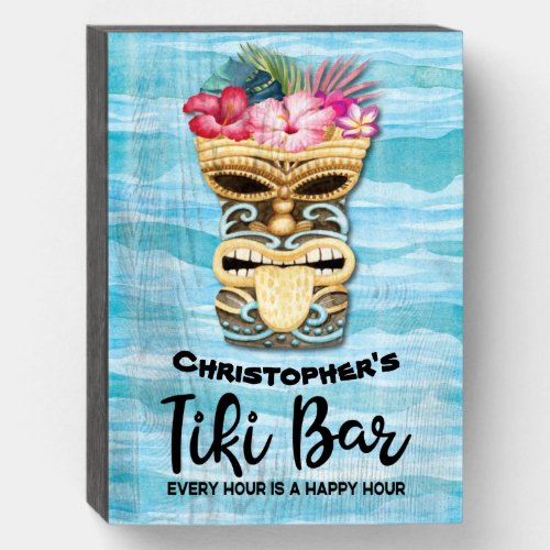 Your Name Island Tiki Bar Wooden Box Sign