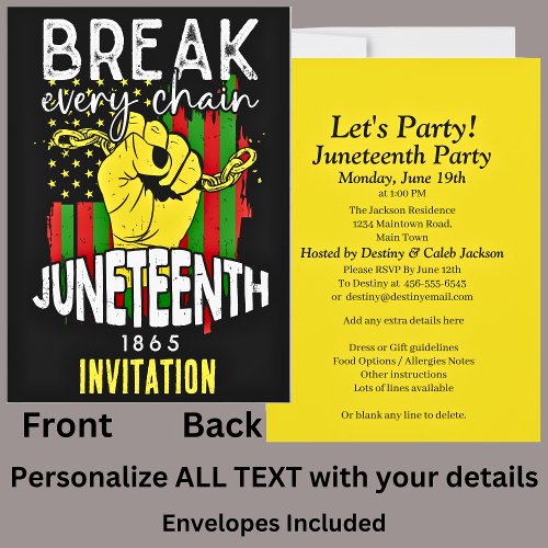 Your Name Juneteenth Break Chain Celebration Party Invitation