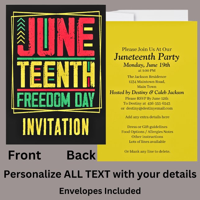 Your Name Juneteenth Freedom Celebrations Party  Invitation (Creator Uploaded)