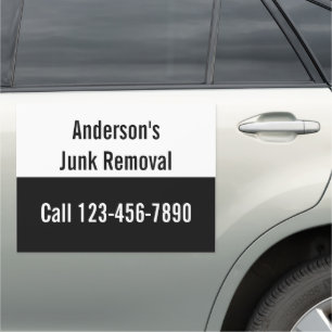 Your Name Junk Removal Black and White Promotional Car Magnet