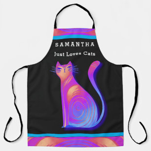 Your Name Just Love Cats Cute Cat Quote Apron