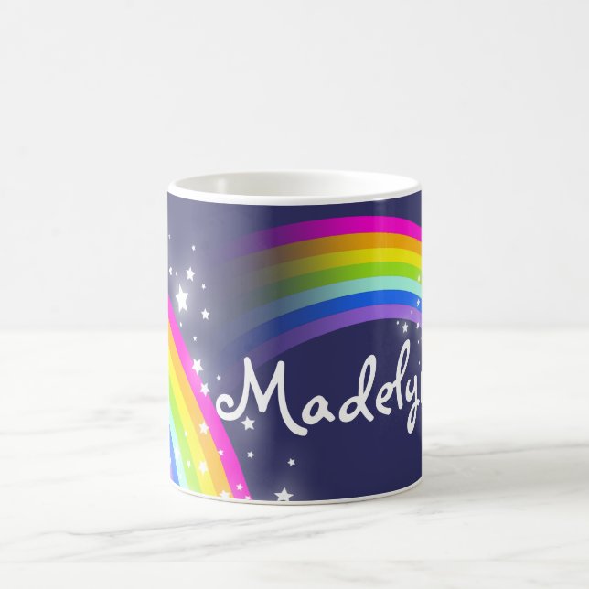 Your name kids rainbow navy mug (Center)