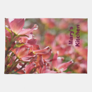Your Name Kitchen Pink Dogwood Flowers Floral Towel