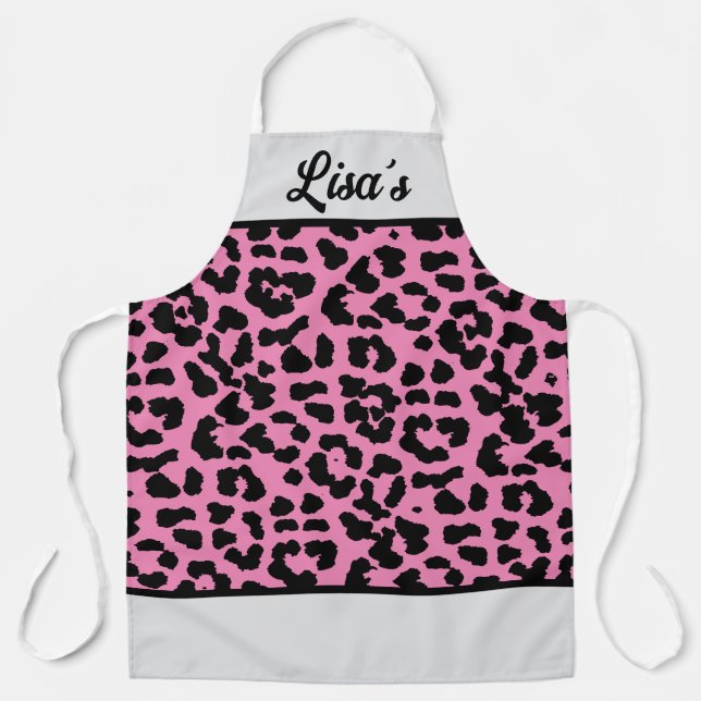 YOUR NAME Leopard Print Apron (Front)