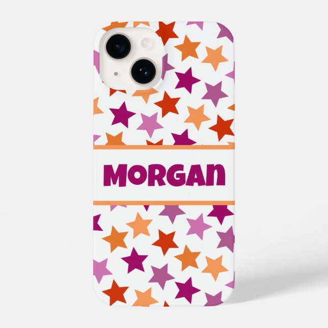 YOUR NAME Lesbian Pride Flag Stars Pink Red Orange iPhone Case (Back)