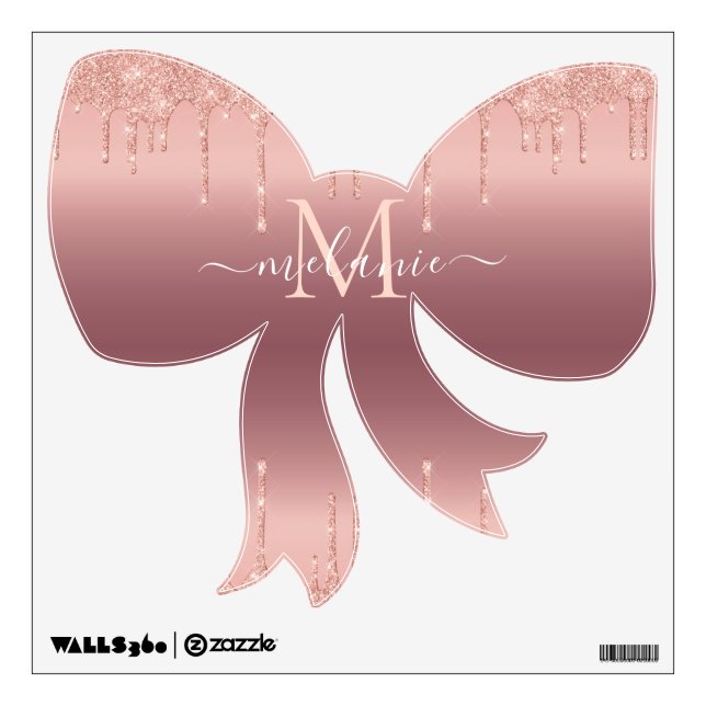 Your Name Letter Rose Gold Glitter Wall Decal (Front)