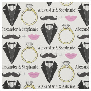 Your Name Lips Mustache Ring Tuxedo Wedding Fabric