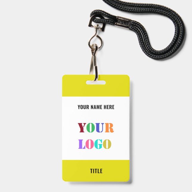 Your Name Logo Info Branded Business Badge Example (Back with Lanyard)