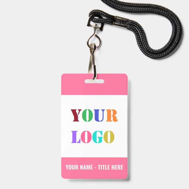 Your Name Logo or Photo Business Badges Example (Front with Lanyard)