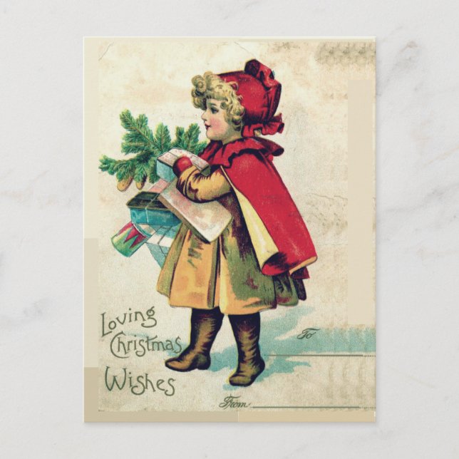 Your Name Loving Christmas Wishes Red Riding Hood Holiday Postcard (Front)