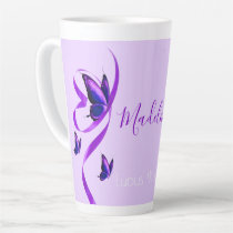 Your Name Lupus Warrior Purple Butterfly Ribbon Latte Mug