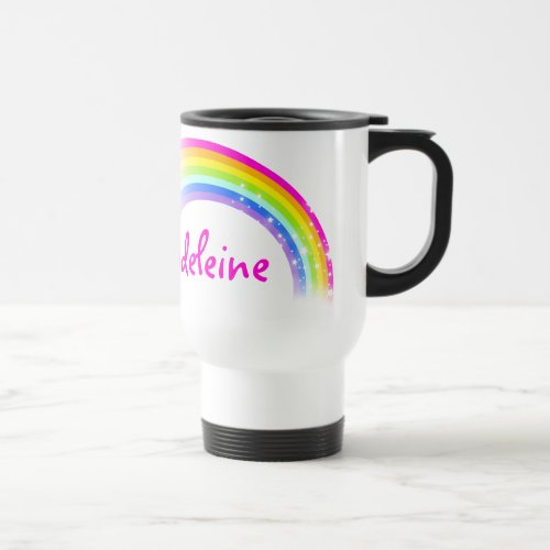 Your name Madeleine rainbow travel  kids club mug