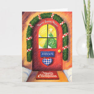 Your Name Merry Christmas Front Door Cozy Home Card