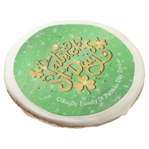 Your Name Message St Patricks Day Gold Shamrock Sugar Cookie