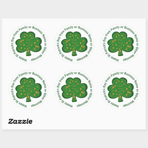 Your Name Message St Patricks Day Green Shamrock Classic Round Sticker