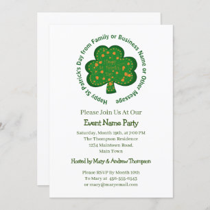 Your Name Message St Patricks Day Green Shamrock Invitation