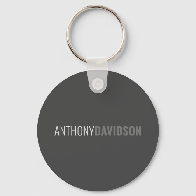 Your Name Minimalist Elegant Professional Gray Keychain (Front)