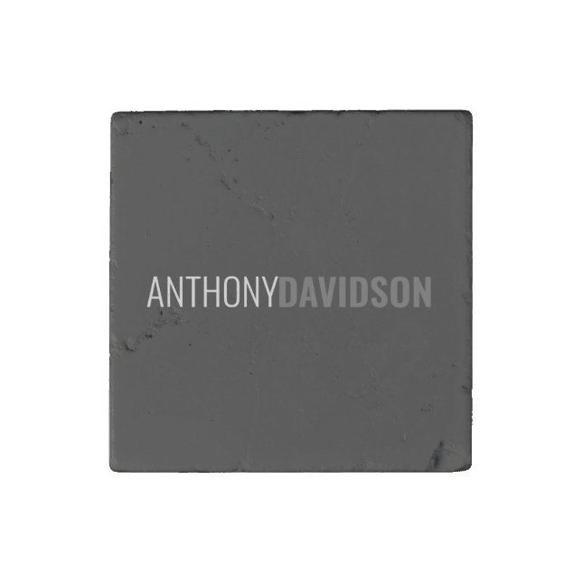 Your Name Minimalist Elegant Professional Grey Stone Magnet (Front)