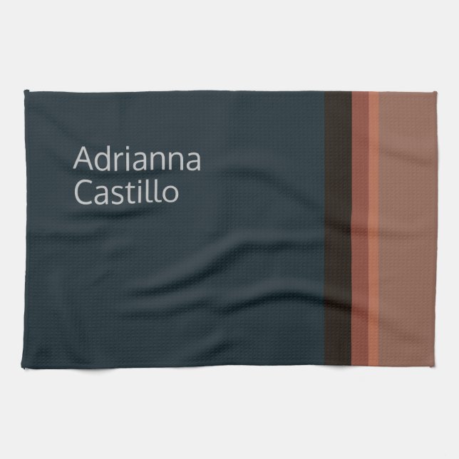 Your Name Minimalist Modern Plain Kitchen Towel (Horizontal)