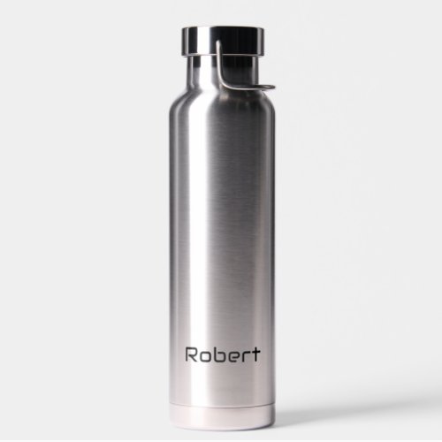 Your Name Modern Masculine Silver Water Bottle