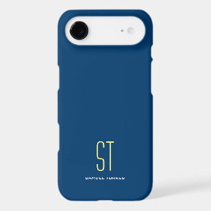 Your name modern plain simple blue yellow monogram iPhone 17 air case