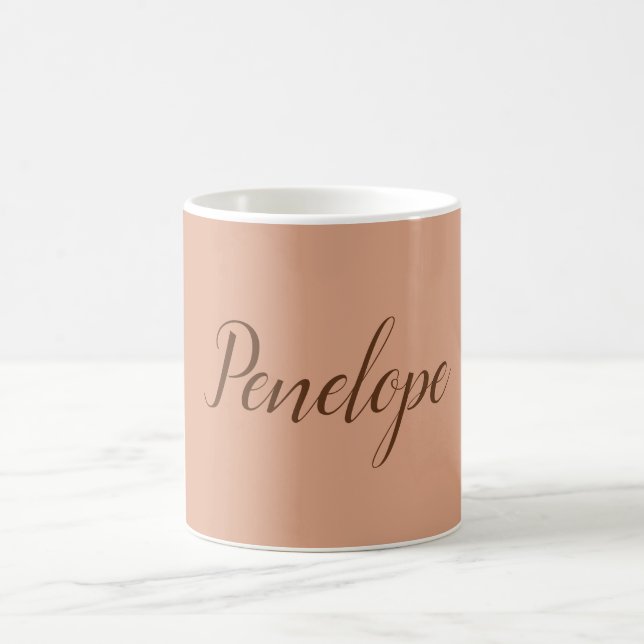 Your Name Modern Simple Plain Tumbleweed Color Coffee Mug (Center)