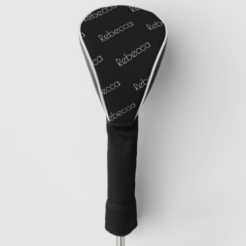 Your Name  Modern White Typeface on Black Golf Head Cover