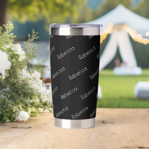 Your Name Modern White Typeface on Black Insulated Tumbler