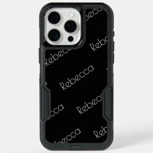 Your Name   Modern White Typeface on Black iPhone 15 Pro Max Case