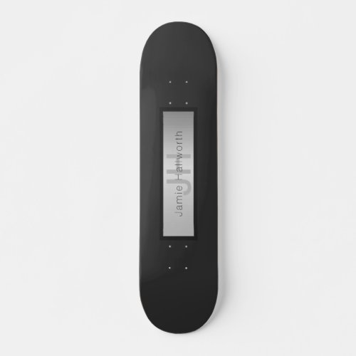 Your Name  Monogram  Grays  Faux Silver Look Skateboard