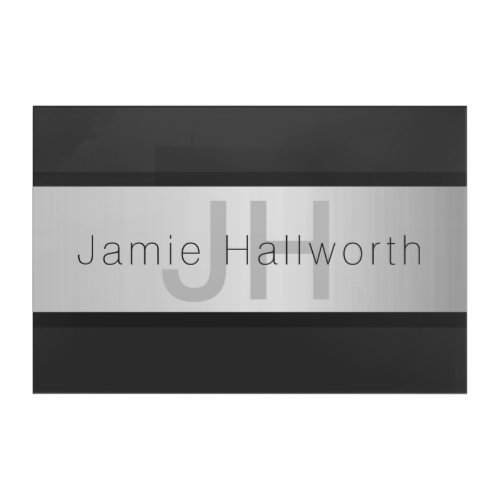Your Name  Monogram  Greys  Faux Silver Look Acrylic Print