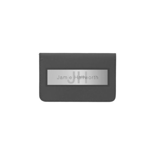 Your Name  Monogram  Greys  Faux Silver Look Card Holder