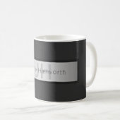 Your Name & Monogram | Greys & Faux Silver Look Coffee Mug (Front Right)