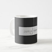 Your Name & Monogram | Greys & Faux Silver Look Coffee Mug (Front Left)