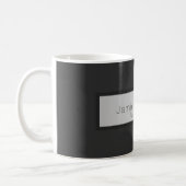 Your Name & Monogram | Greys & Faux Silver Look Coffee Mug (Left)