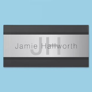 Your Name & Monogram   Greys & Faux Silver Look Door Sign