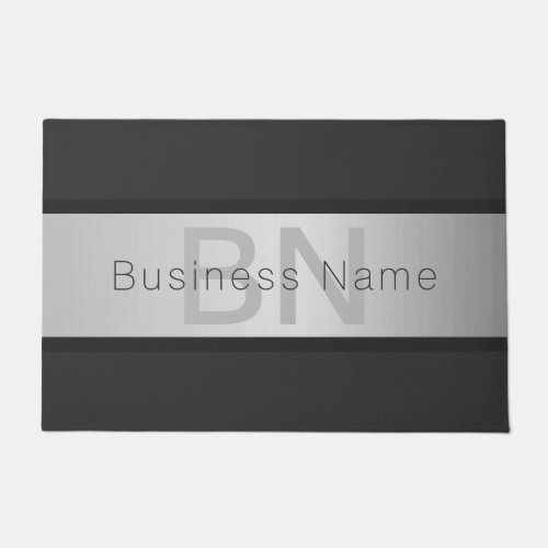 Your Name  Monogram  Greys  Faux Silver Look Doormat