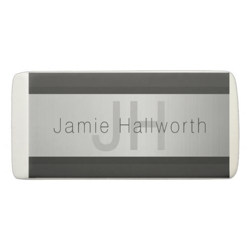 Your Name  Monogram  Greys  Faux Silver Look Eraser