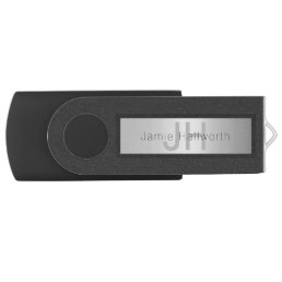 Your Name &amp; Monogram | Greys &amp; Faux Silver Look Flash Drive