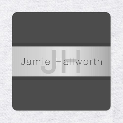 Your Name  Monogram  Greys  Faux Silver Look Labels