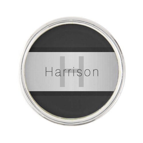 Your Name  Monogram  Greys  Faux Silver Look Lapel Pin