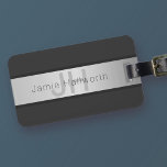 Your Name & Monogram | Greys & Faux Silver Look Luggage Tag<br><div class="desc">Cool custom grey monogram.</div>