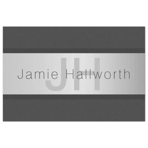 Your Name  Monogram  Greys  Faux Silver Look Tissue Paper