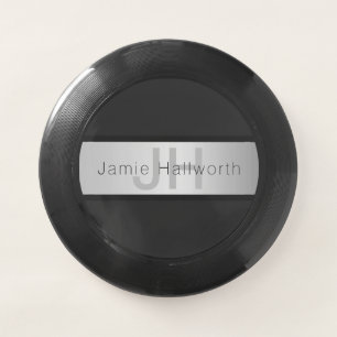 Your Name & Monogram   Greys & Faux Silver Look Wham-O Frisbee